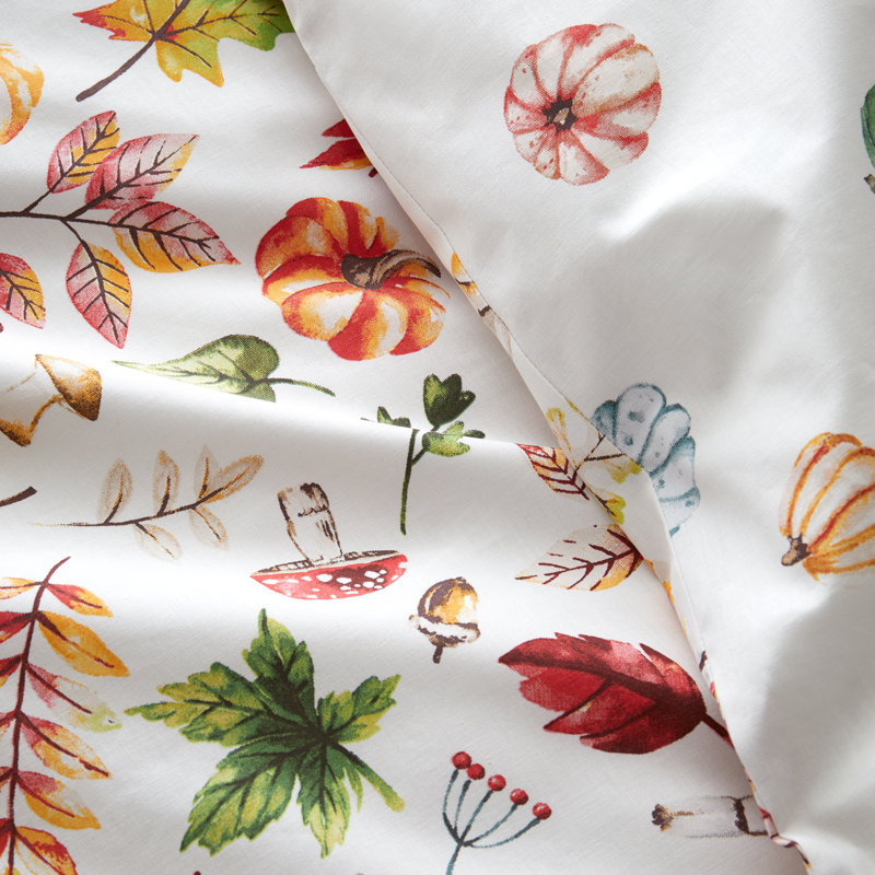 Autumn Pumpkins Reversible Duvet Cover Set, Double Duvet Cover + 2 Standard Pillowcases
