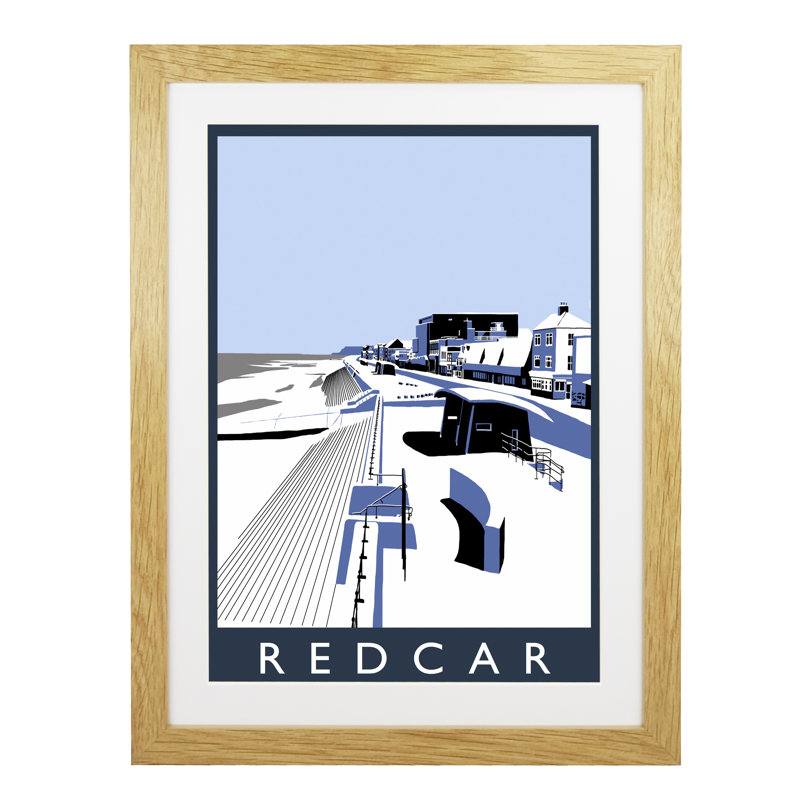 'Redcar in Snow' 1 Piece Wall Art, 43.5 cm H x 33.5 cm W x 2.2 cm D, Oak Wood Frame