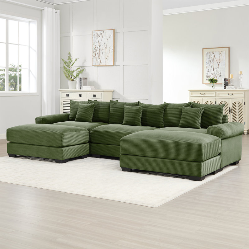 Canapé modulaire surdimensionné à 3 places Cloud avec revêtement en velours côtelé, assise profonde et canapé modulable