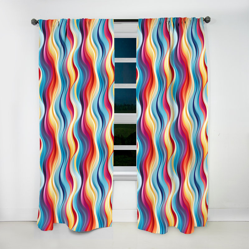 Popart Striped Rainbow Rhythm III - Rideau à rayures - Rideau à rayures obscurcissant, L 52 po x L 120 po