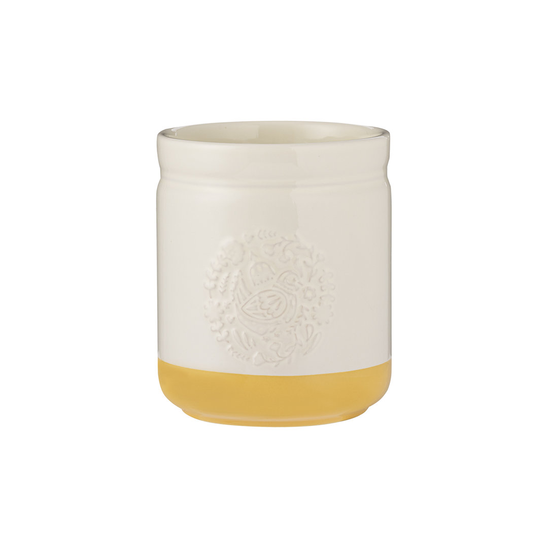 Utensil Holder Stoneware Farm Cockerel Hen Utensil Cutlery Pot Kitchen Organiser - Image 3