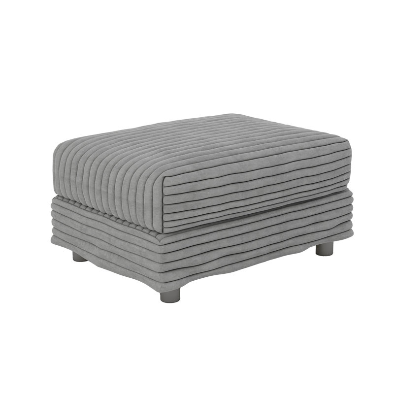 Plush Corduroy Ottoman To Combine With 2 Seater Sofa (Only Including Ottoman), Gray