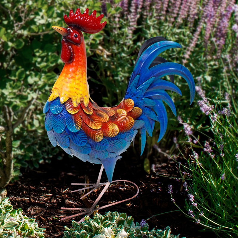 Statue de poulet en métal