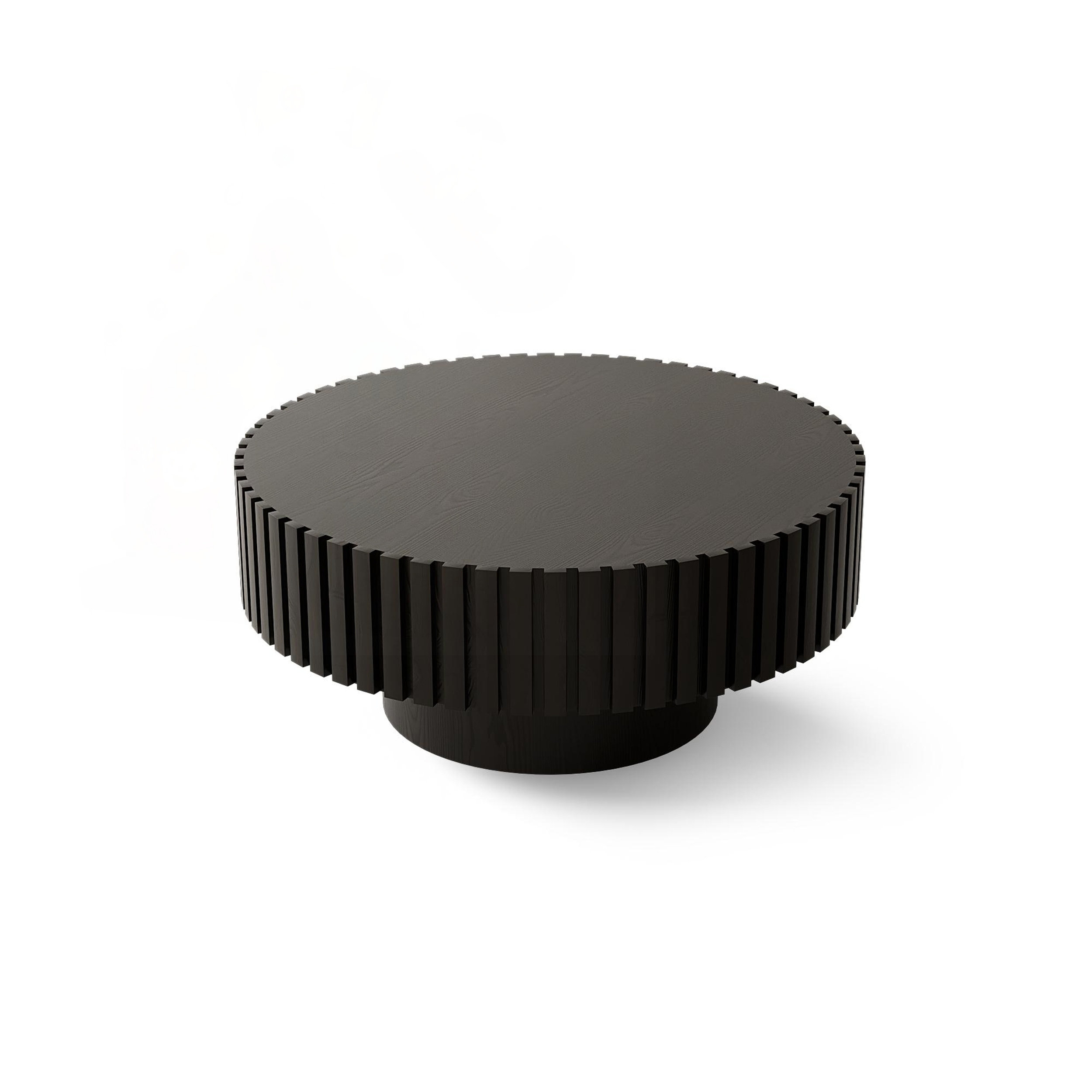 Latitude Run® Round Coffee Table with Handcrafted Relief and Sturdy ...