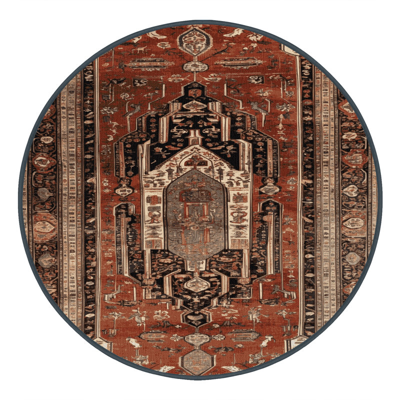 Tapis brun lavable à la machine, Rond 5 pi