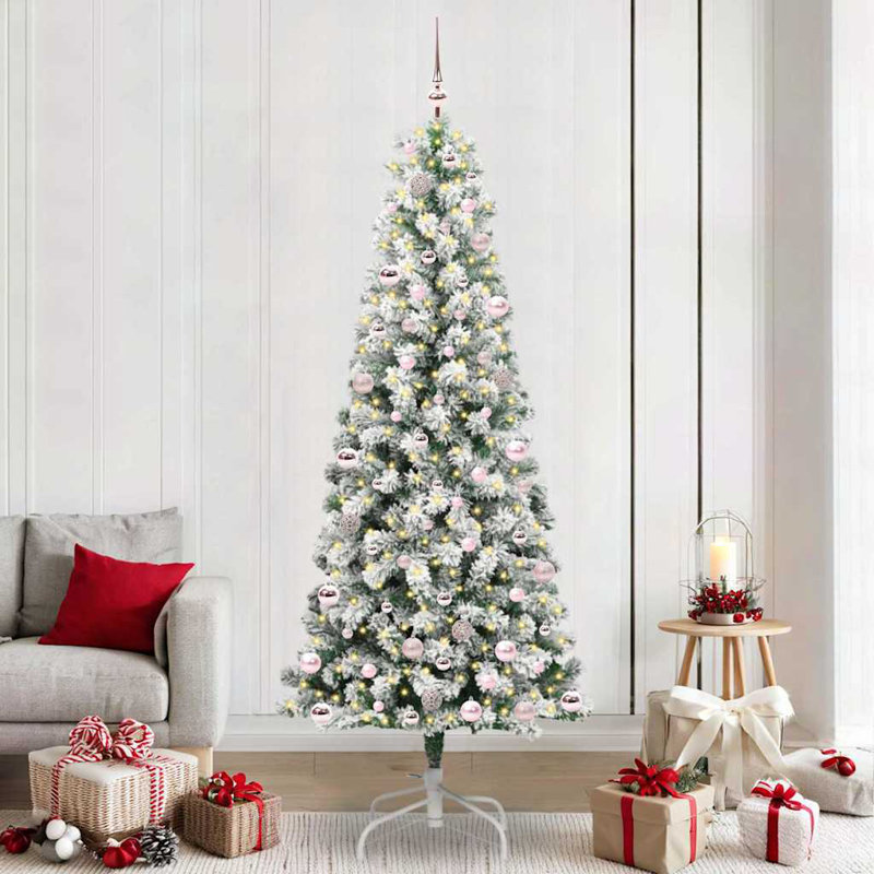 Artificial Hinged Christmas Tree Green and white, 7.87 ft