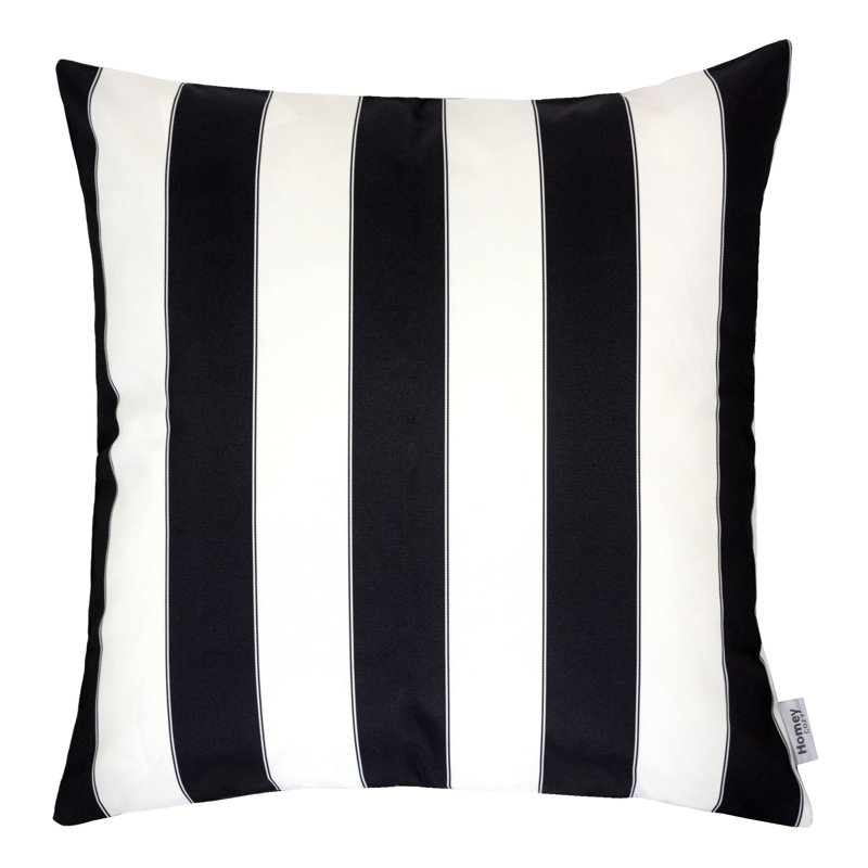 Striped Outdoor Throw Pillow, Black, 20" x 20"