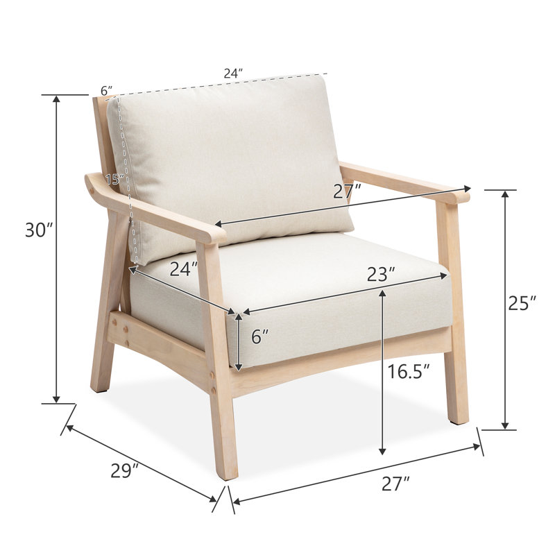 Fauteuil en polyester de 27 po Willbanks, Polyester beige