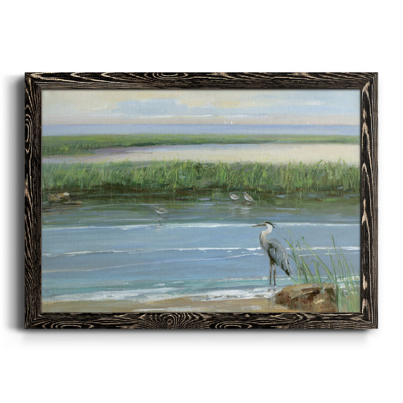 Wading at Dusk - Peinture sur toile encadrée, H 31,5 po x l 23,5 po x P 1,5 po, Toile encadrée noire