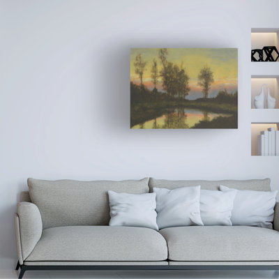 Art mural sur toile tendue - «Silent Sunset II» de Michael Willett pour décoration de salon, de chambre à coucher ou de bureau - 14 x 19
