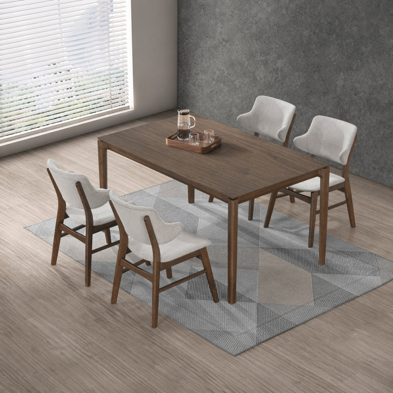 Ensemble de salle à manger moderne avec chaises à dossier courbé 5 pièces Capri, Brun