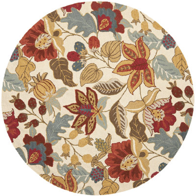 Emrick Hand Hooked Wool Floral Rug