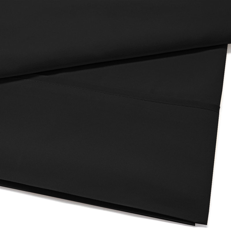 Simple drap plat / dessus seulement, microfibre ultra douce à double brossage, Noir, Drap plat pour lit simple