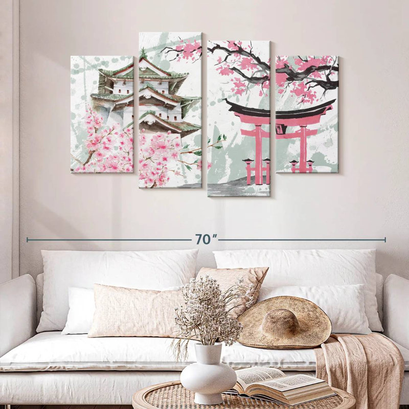 Lilie Hirosaki Castle au printemps, H 32 po x l 52 po