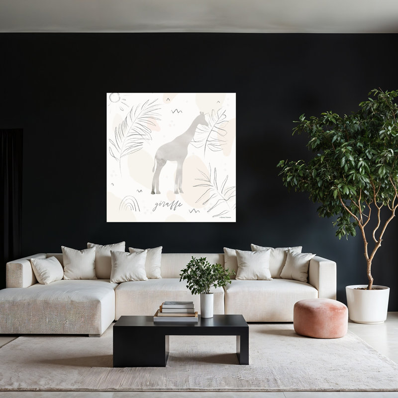 Art contemporain abstrait girafe dans la jungle safari, H 48 po x l 48 po