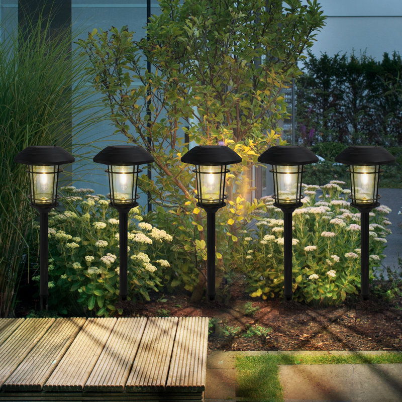 Cast Solar Powered Aluminum Glass Light Set Of 5
