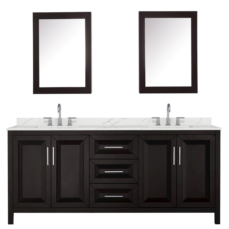 Daria 80'' W Vanity, Giotto Quartz, Brown, Polished Chrome