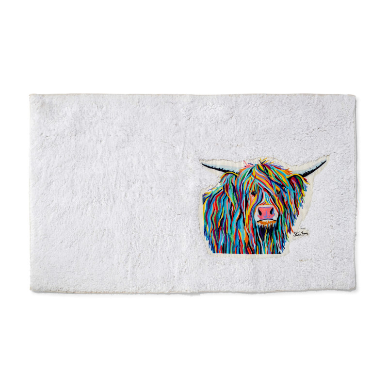 Steven Brown 'Angus McCoo' Highland Cow Bath Mat with Slip Resistant Backing (80 x 50cm)