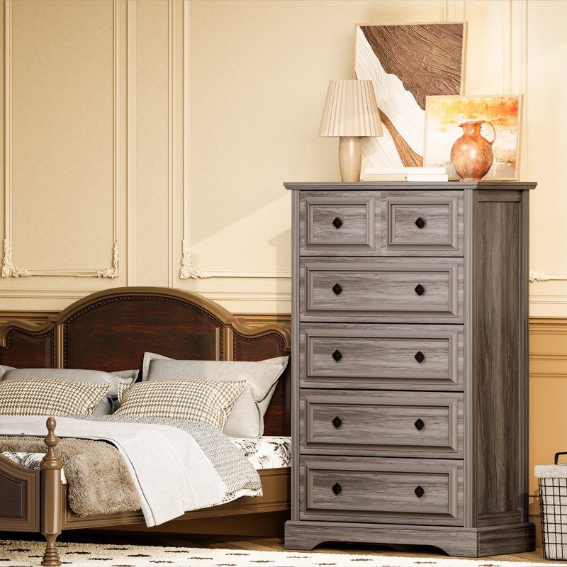 Farmhouse 48" Tall Dresser for Bedroom, Gray