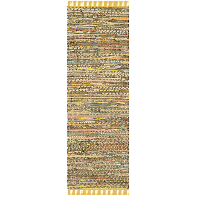 Tapis rayé en coton tissé à la main Weekley, Rectangle 2 pi 3 po x 5 pi