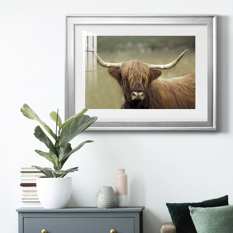Highland Af d'après-midi, Cadre argenté, H 26,5 po x l 36,5 po x P 1 po, Blanc