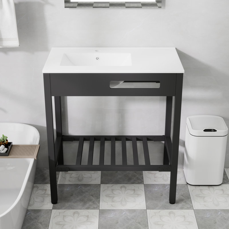 32"X18.5 " Rectangular Console Bathroom Sink With Leg