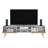 Huna TV Stand, Dual-Tone With Hinged Drawers And Open Shelves