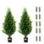 2 Pack 3' Artificial Cedar Topiary Tree Faux Plant UV Decor In/Outdoor