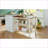 Kitchen Island 45” Solid Rubber Wood Walnut Brown + Cream Butcher Block with 2 Open Shelves | Rustic | Medium (40-55in)