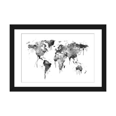 « aquarelle map of the world map, gray scale » par michael tompsett, impression sur toile