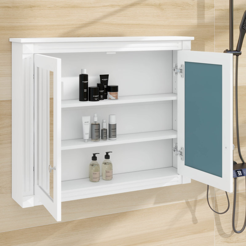 Armoire murale moderne avec 2 miroirs, Blanc
