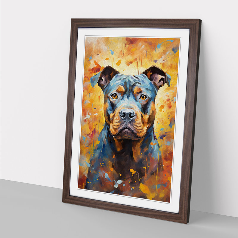 Staffordshire Bull Terrier Impressionism - Framed Print, Walnut, 46" H x 34" W x 2" D