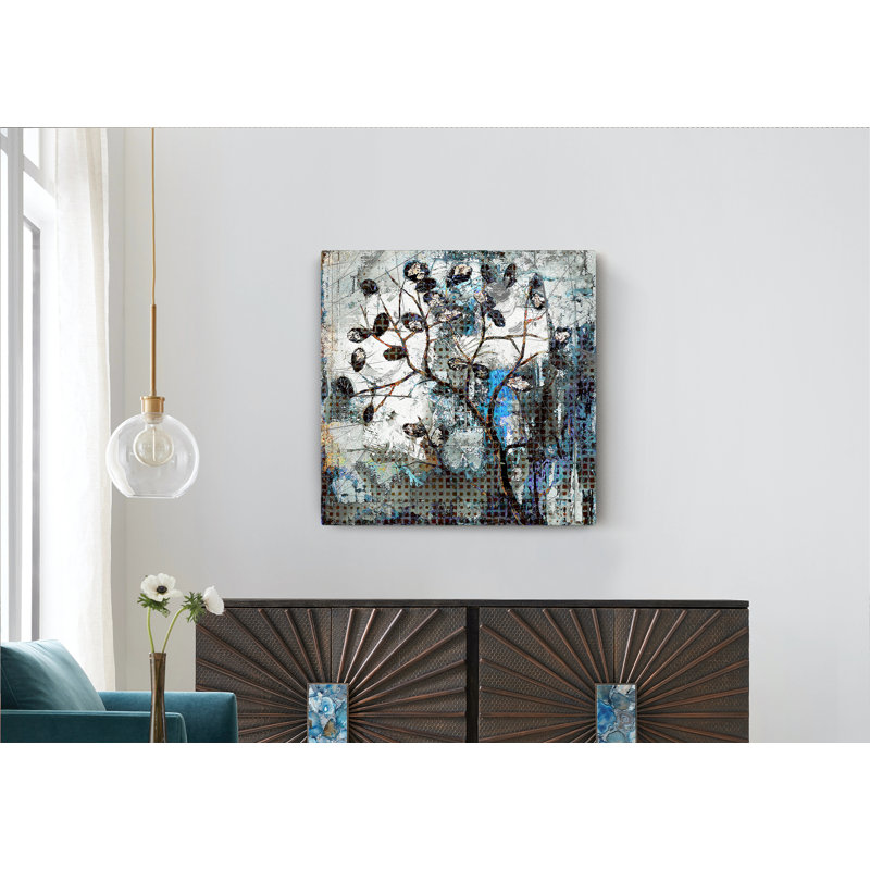 Feuilles d'automne V - peinture sur toile tendue, H 8 po x l 8 po x P 0,75 po