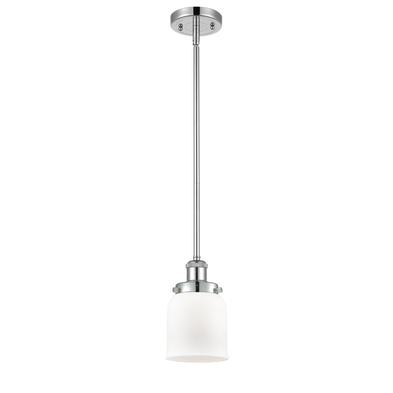 Mini luminaire suspendu à tige 5 po Ballston Urban Bell, Blanc mat, Chrome poli, Ampoule non incluse