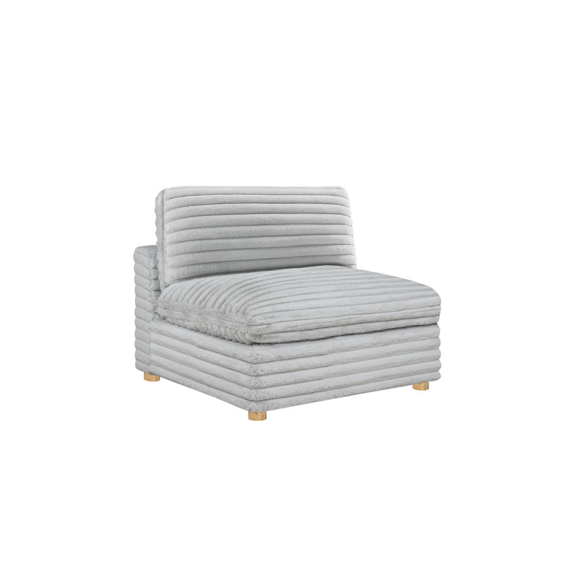 Chaise sans accoudoirs modulaire en velours côtelé, Gris clair