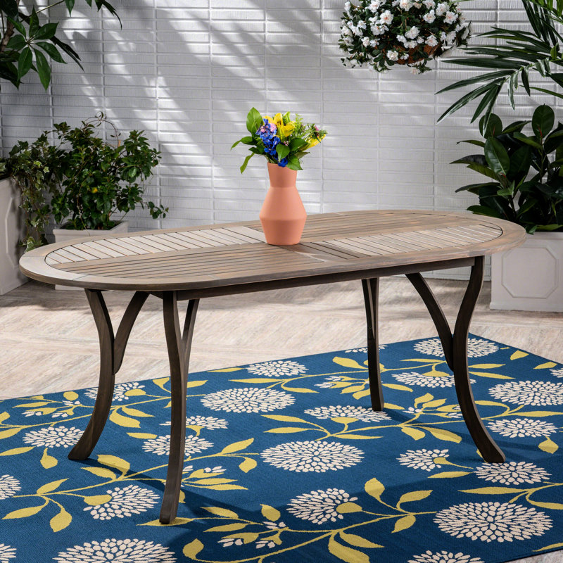 Table de patio en bois 70 po - Option de salle à manger à finition grise chic pour l'extérieur