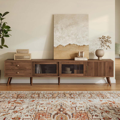 Minimal Glass-Doors Console Table for TVs up to 85 Inches