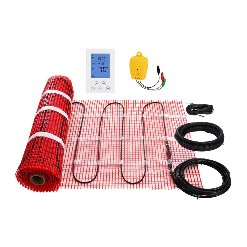 30 Sq. Ft. Electric Radiant Floor Heating Mat Kit with Digital Programmable Thermostat and Floor Sensor