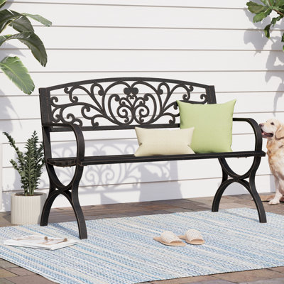Landy Powder Coated Steel Park Bench by Three Posts