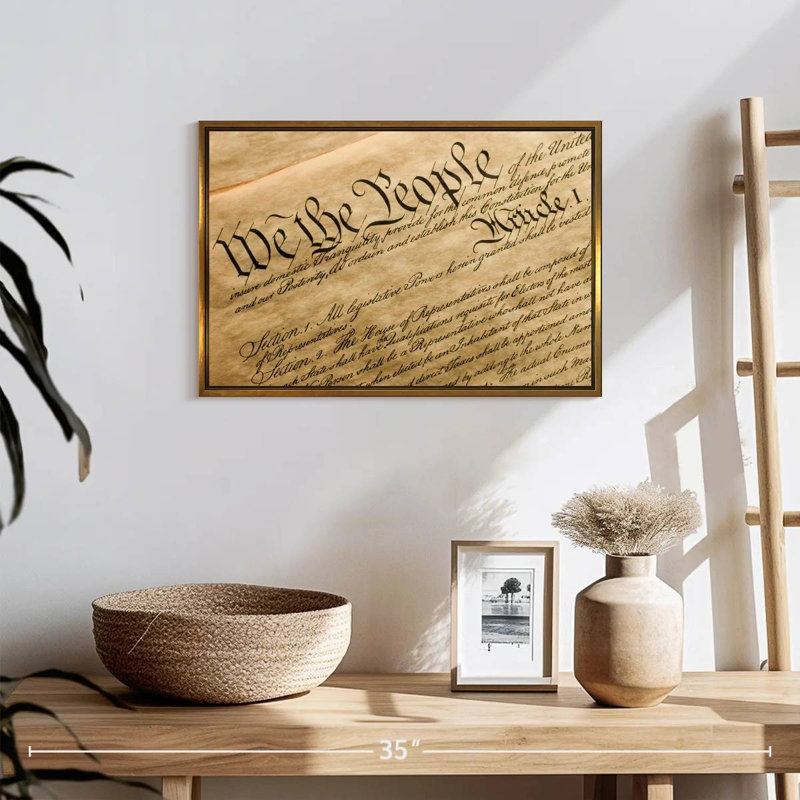 Preamble To The Constitution, 19" X 13", Floating Frame Gold