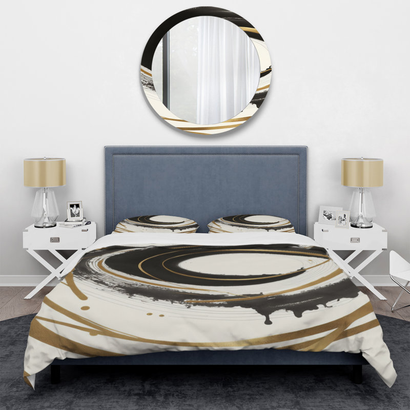 Ensemble de housse de couette en microfibre / polyester noir et doré Curves III Bedding