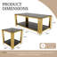 Ensemble de table de salon rectangulaire en verre trempé 47,5 po avec 3 tables basses et 1 table de bout, finition dorée et tablette inférieure, métal asymétrique, facile à assembler-749601327