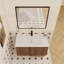 Meuble-lavabo mural avec lavabo, portes à fermeture douce, rangement peu encombrant-126671635