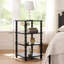 Table d'appoint en bois avec tablette de rangement, table de chevet multi-usage en chêne noir rustique brun pour le salon, la chambre, le bureau et les petits espaces
