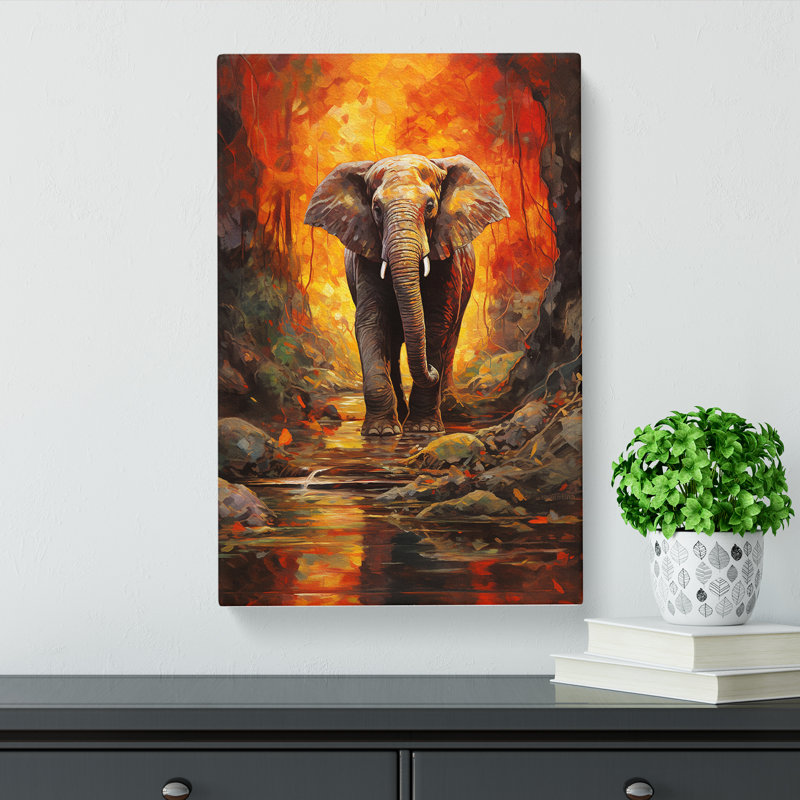 Elephant Expressionism - Wrapped Canvas, 60cm H x 40cm W x 3cm D