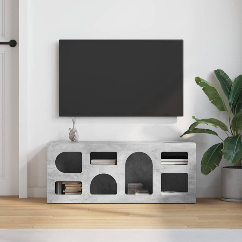 Unfinished TV Stand, 40cm H x 100cm L x 35cm W, Concrete Grey
