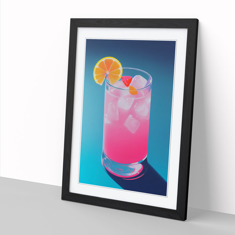 Cocktail Vaporwave - Single Picture Frame Print, 46cm H x 34cm W, Walnut Framed