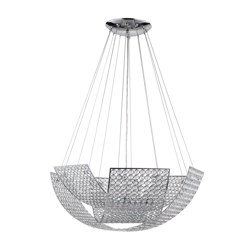 Monarch Chrome and Crystal 8-Light Geometric Chandelier