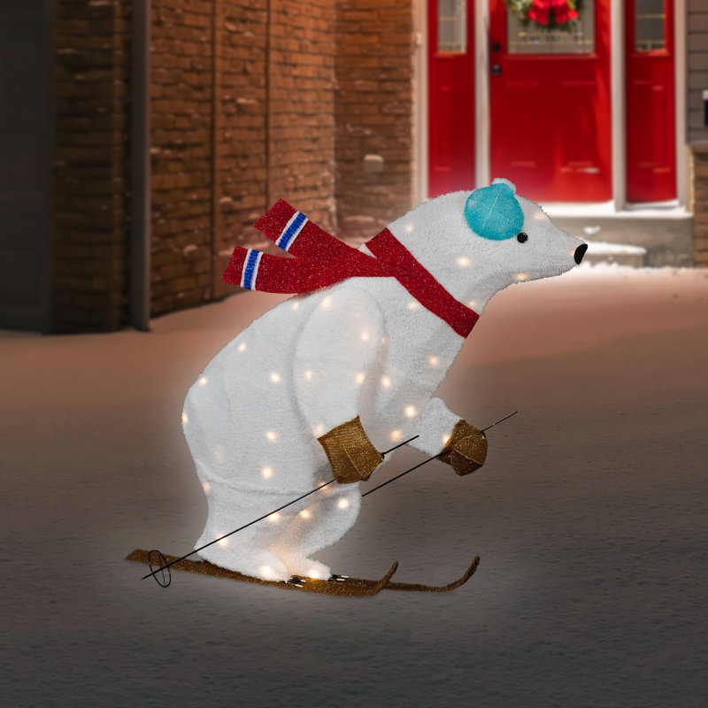 Décoration de Noël lumineuse pour ours polaire en plein air - 40 po - DEL blanc chaud