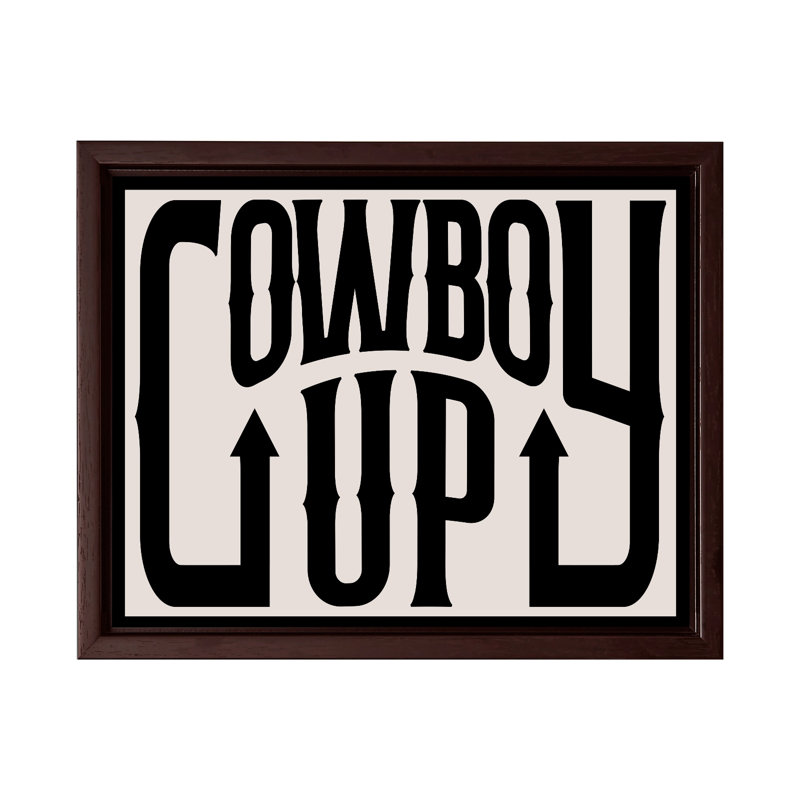 Cowboy Up, Canvas, 08"H x 10"W, Brown Framed
